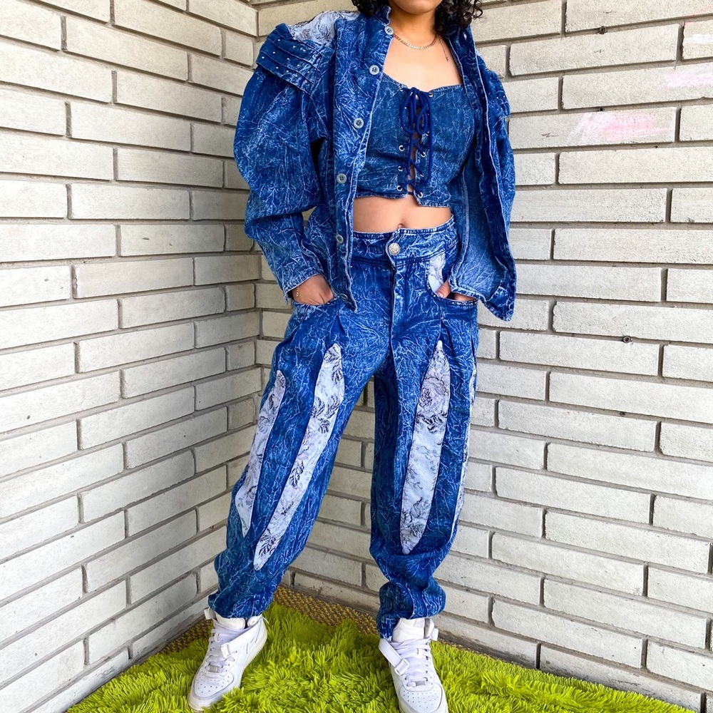 Three Piece Vintage Jean Suit